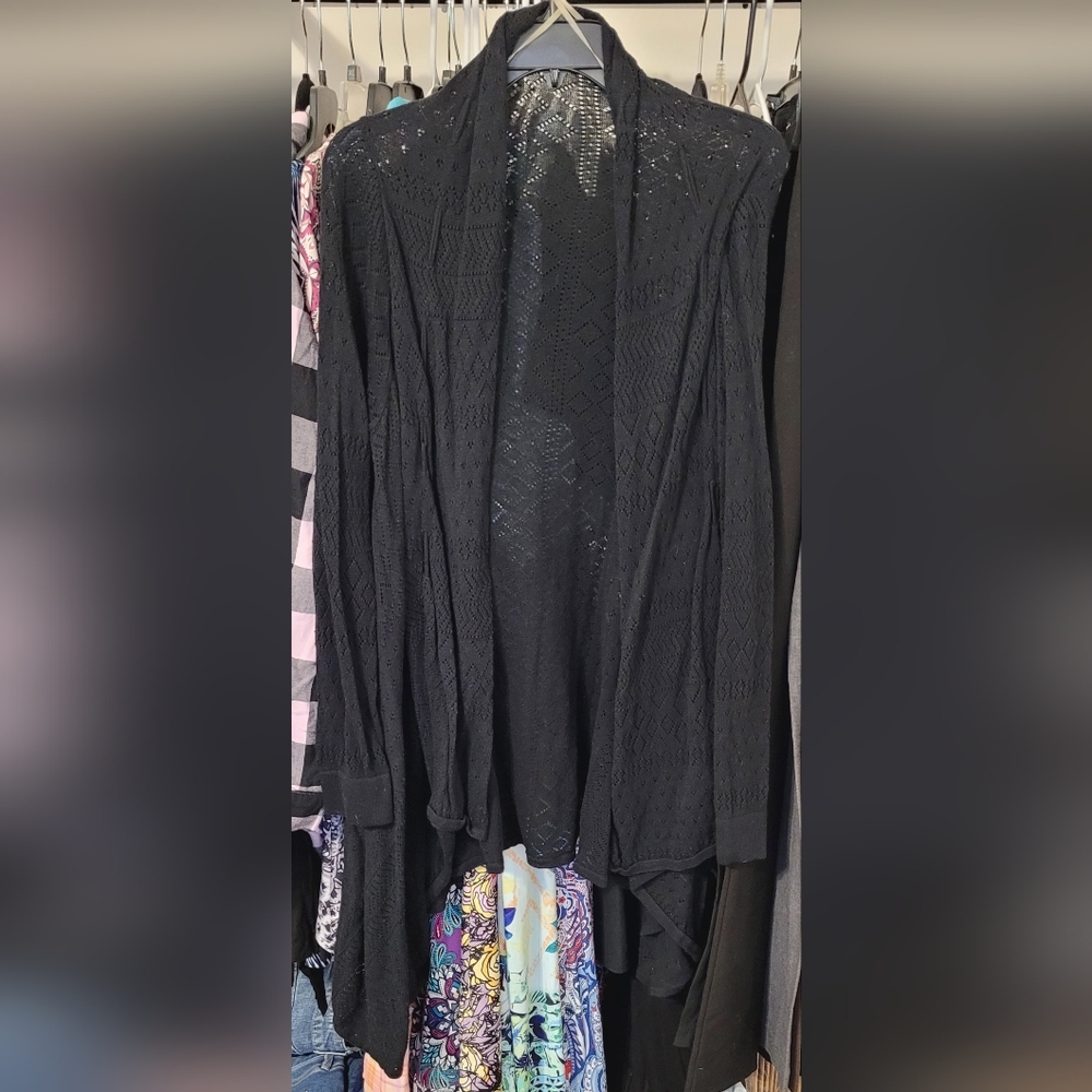 ***3/$12**Womens Size Large Black Multi-wear Open Cardigan Sweater